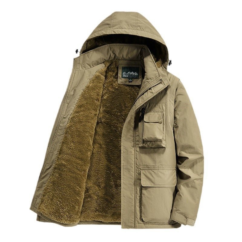 Men's Warming Multi-Function Parka with Teddy Fleece Lining, Hood and Utility Pockets Chichicherry