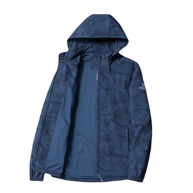 Men's Ultralight Softshell Hoodie with Camouflage Pattern, Water-Repellent and Breathable Mesh Lining Chichicherry