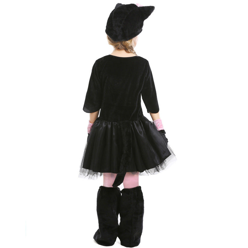 Girl Cat Costume with Tail and Soft Plush Chichicherry