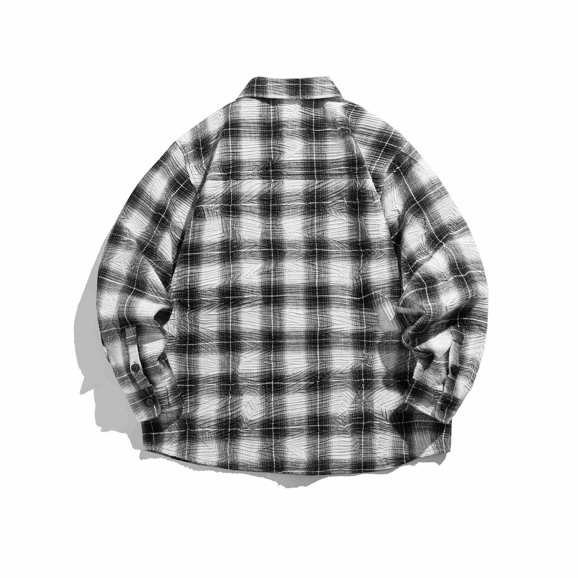 Unisex Checked Oversized Flannel Shirt with Chest Pocket Chichicherry
