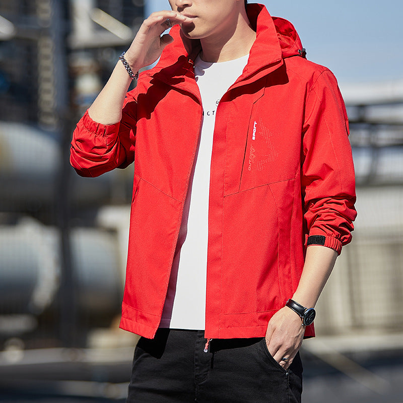 Men's Lightweight Hooded Softshell Jacket with Windproof Membrane and Minimalist Urban Cut Chichicherry