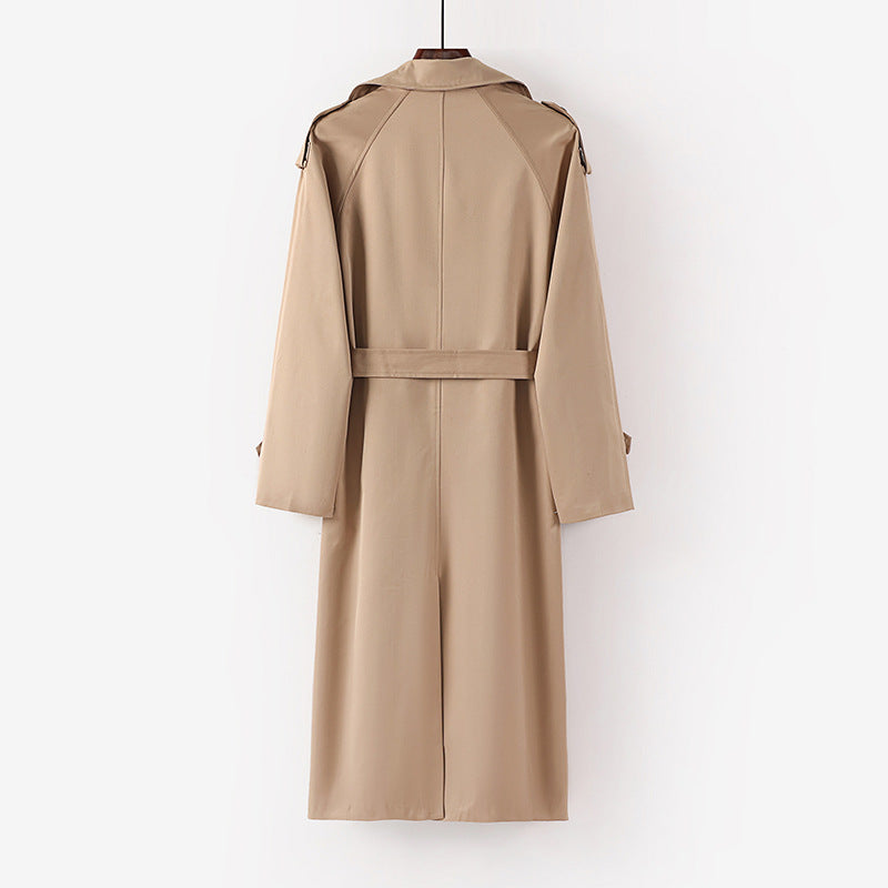 Unisex Longer minimalist trench coat with belt and shoulder epaulets Chichicherry