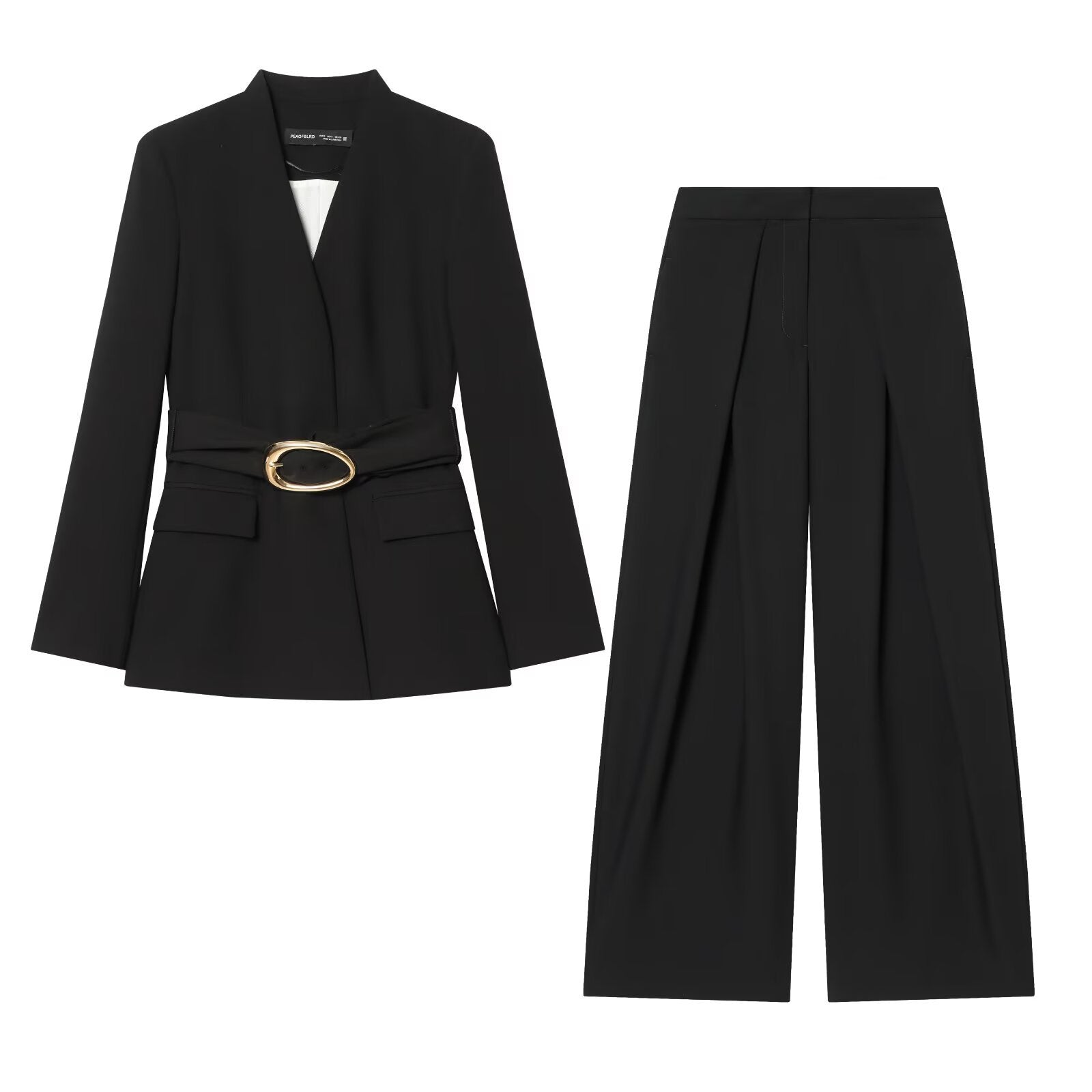 Women's Wide High-Waisted Pleated Palazzo Pants with Dart Chichicherry