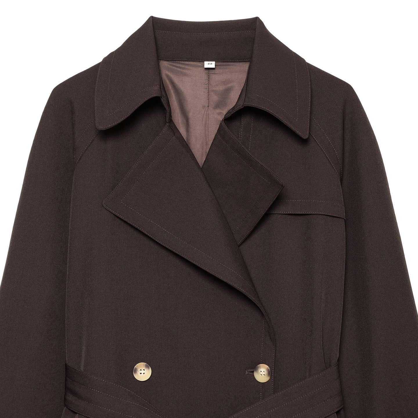 Women Mid-length Double-breasted Trench Coat with Wide Lapels and Waist Tie Belt Chichicherry