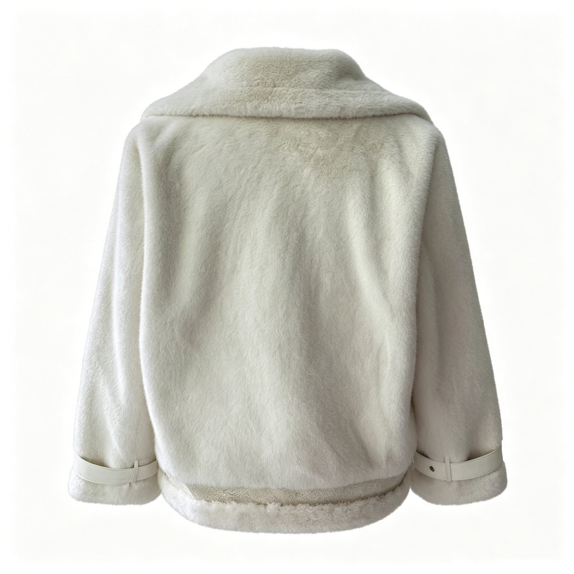 Women's Short Jacket in Aviator Style with Faux Fur Lining and Buckle Sleeves Chichicherry