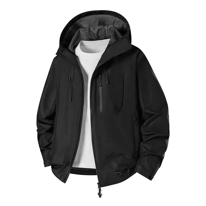 Men's water-repellent technical softshell jacket with hood, breathable mesh lining and zippered pockets Chichicherry
