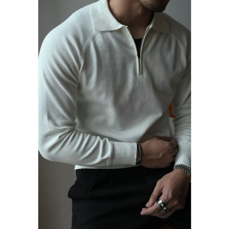 Herren Feiner Halbzip-Polopullover aus Feinstrick mit Polokragen und Rippbündchen Chichicherry