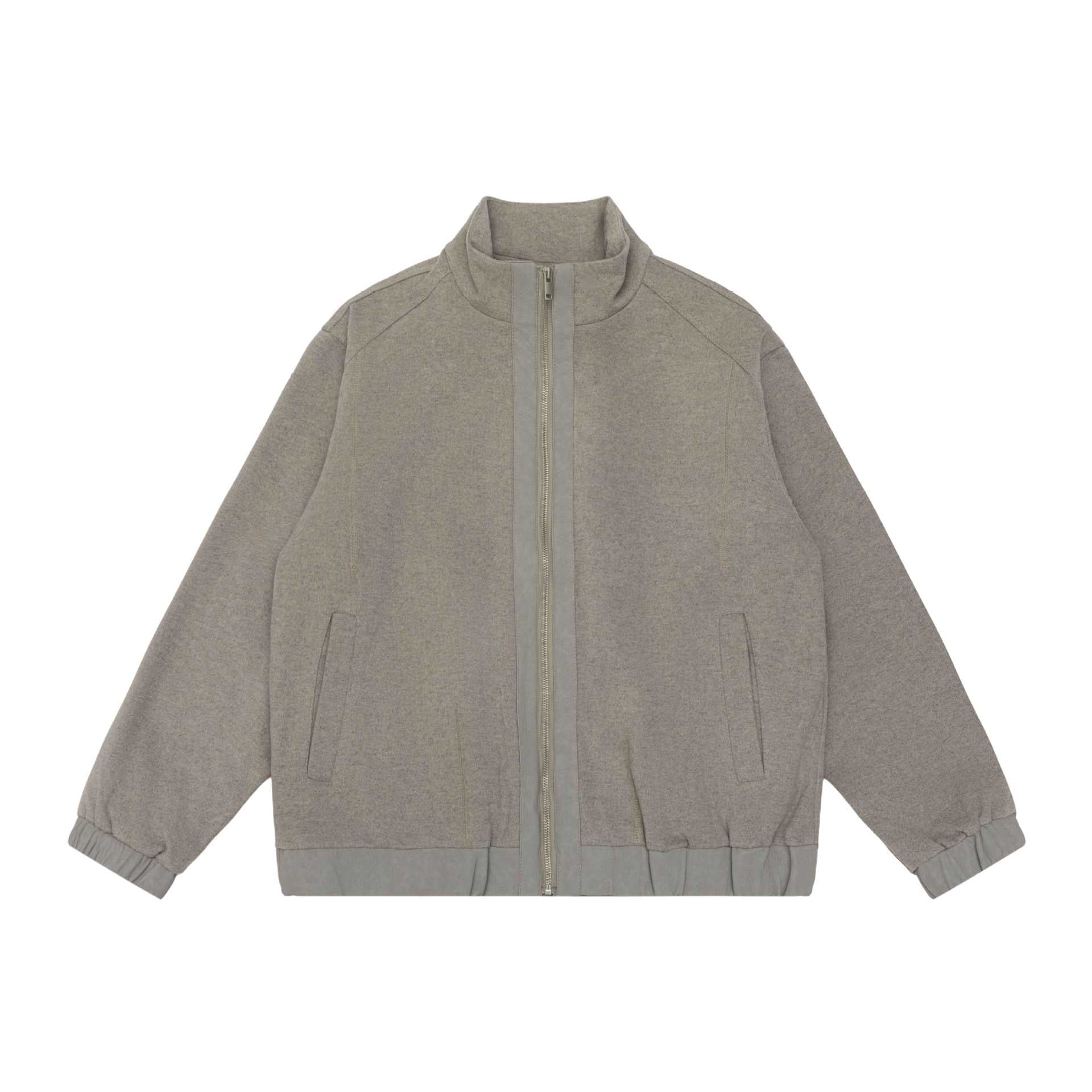 Unisex short jacket in boxy cut made of wool blend with funnel collar and zipper Chichicherry
