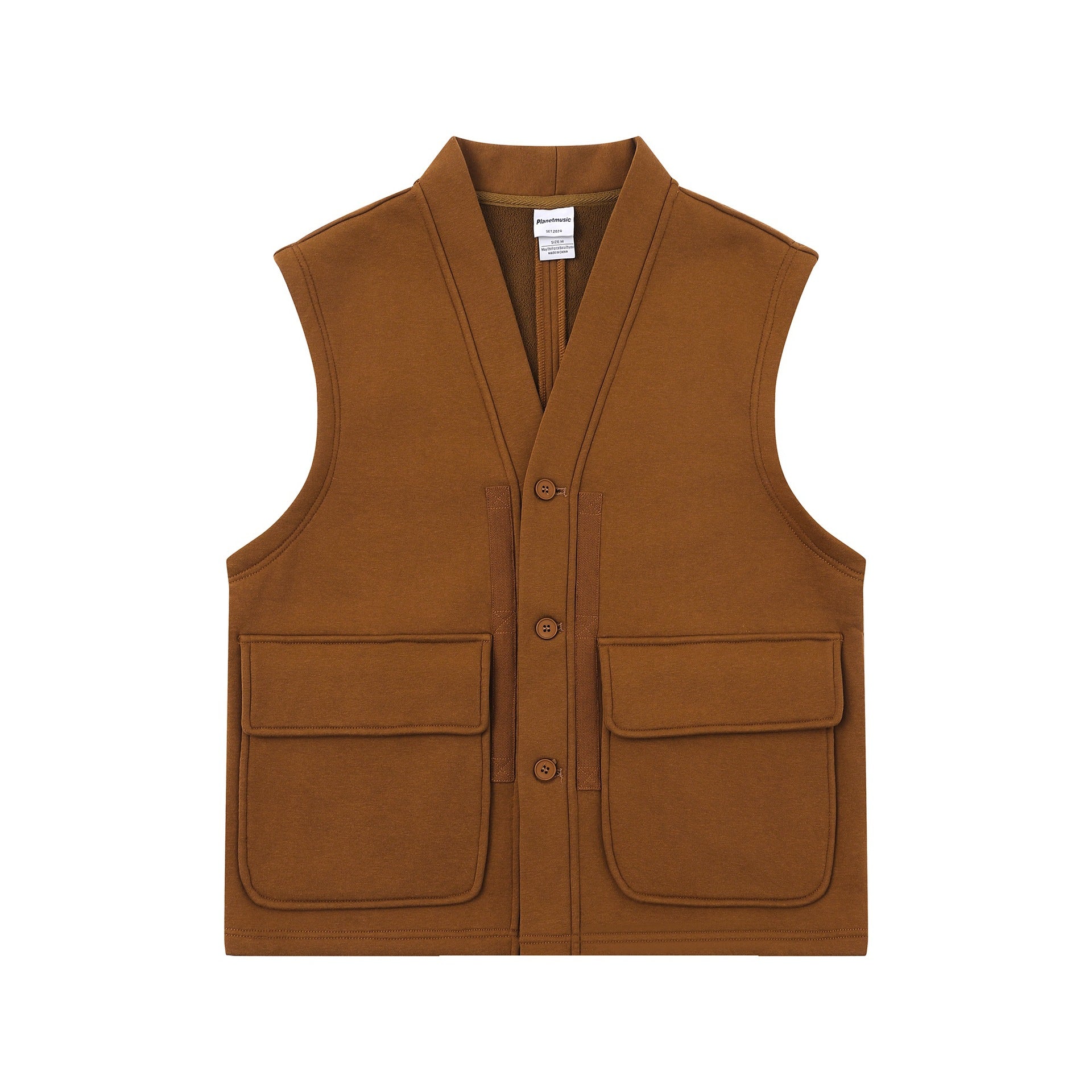 Unisex Utility Vest with V-Neck, large flap pockets and button placket Chichicherry