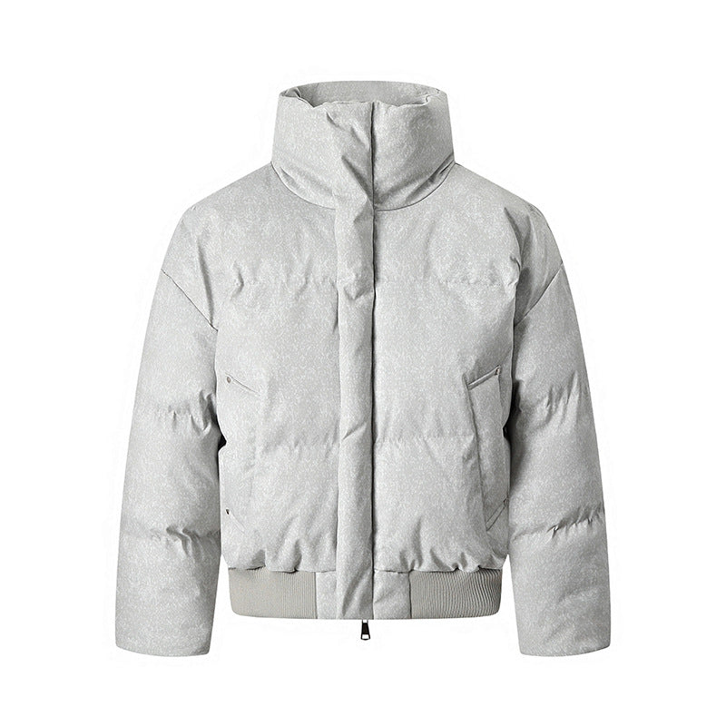 Men's short padded quilted jacket with high stand-up collar and matte structured optics Chichicherry