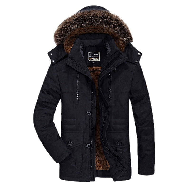 Men's high-quality winter parka in canvas style with removable faux fur collar and thermal lining Chichicherry