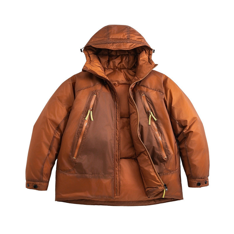 Unisex Oversize padded hoodie with diagonal zip pockets and adjustable hem Chichicherry