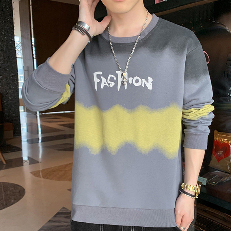 Men's Oversize Sweatshirt with Tie-Dye Wave Print and Statement Logo Chichicherry