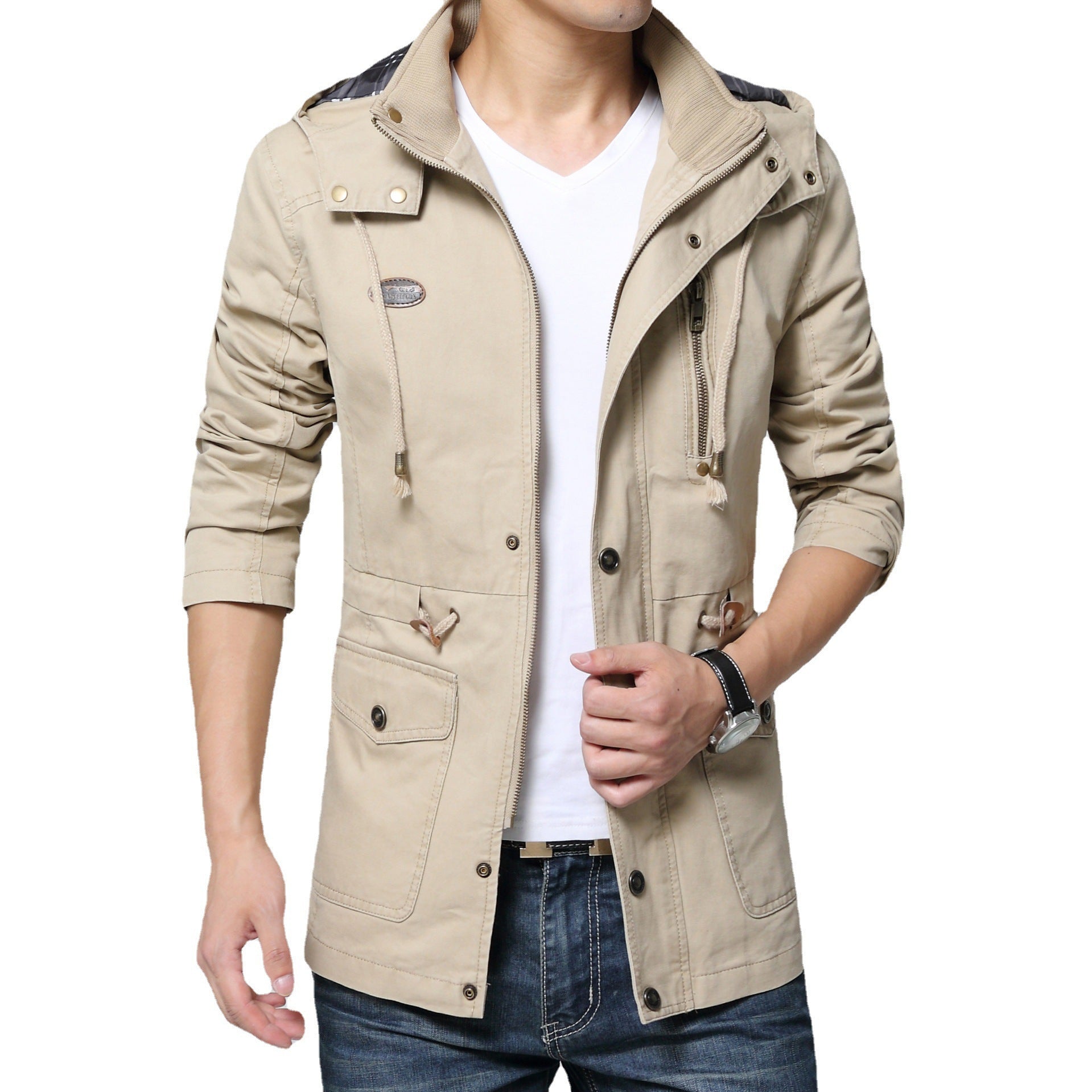 Men's Urban Cotton Parka with Drawstring, Chest Zipper and Ribbed Inner Collar Chichicherry