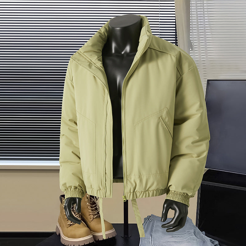 Men's thermal insulated short bomber jacket with stand-up collar and drawstring waistband Chichicherry