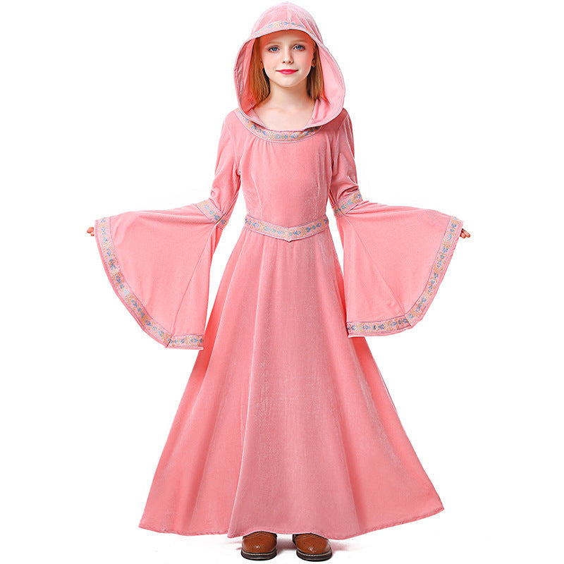 Girls Wizard Costume with Hood and Flared Sleeves Chichicherry