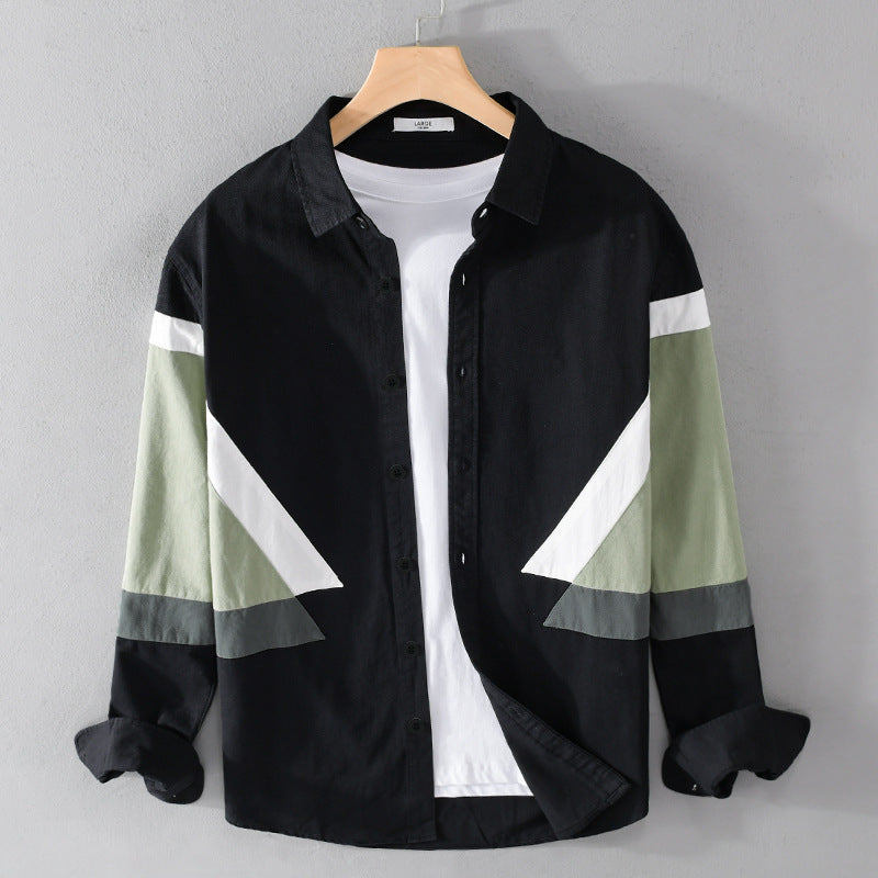 Men's colorblock shirt made of cotton blend with long sleeves and contrasting panels Chichicherry