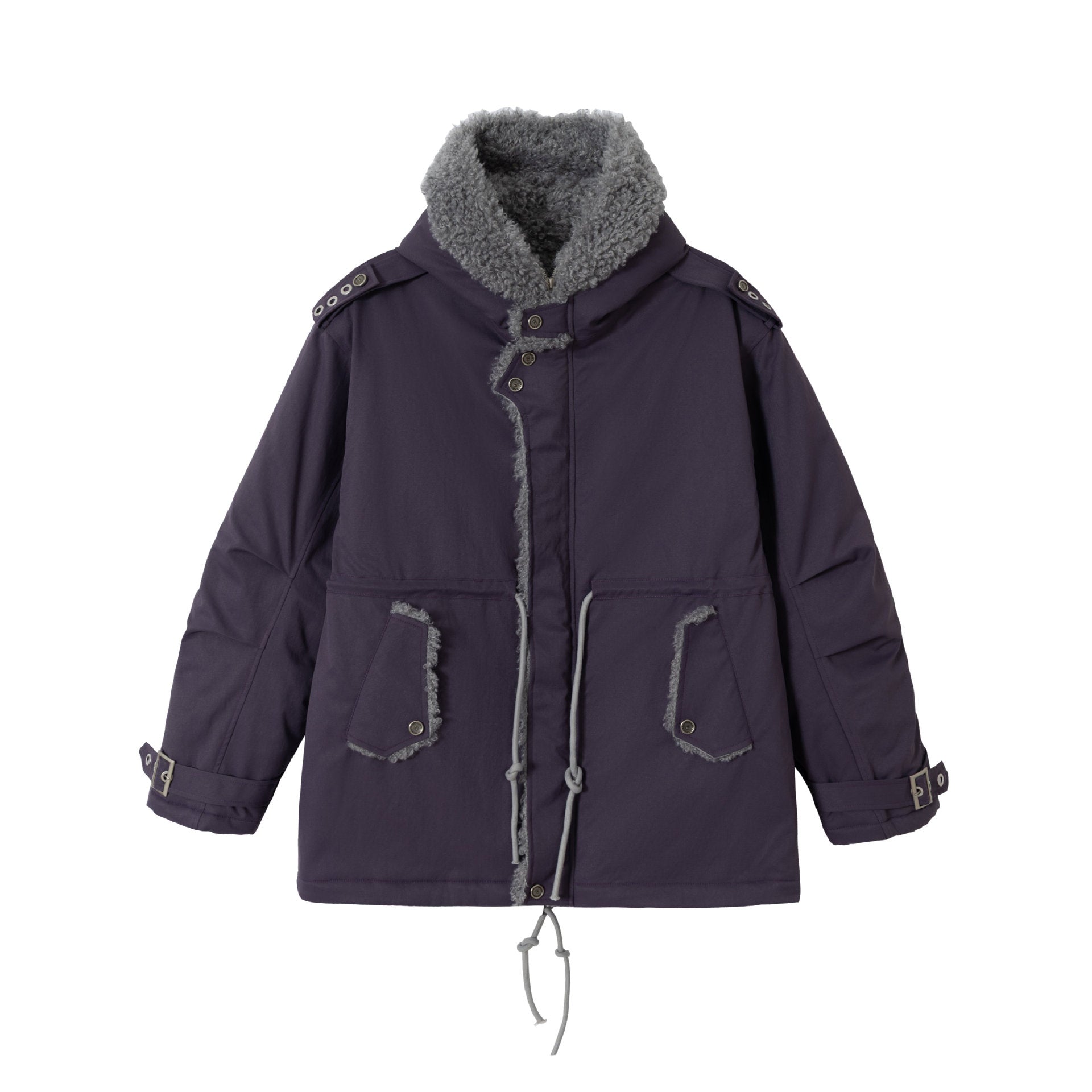 Women's short parka with teddy lining, drawstring and buckle sleeves Chichicherry