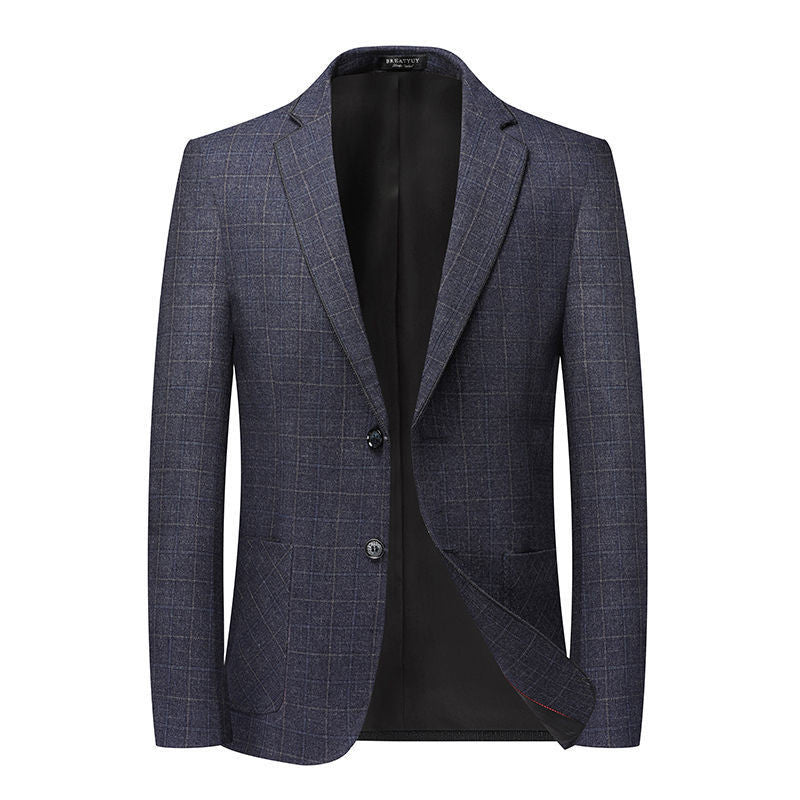 Men's Elegant Checked Blazer with Tailored Fit and Light Wool Blend Chichicherry