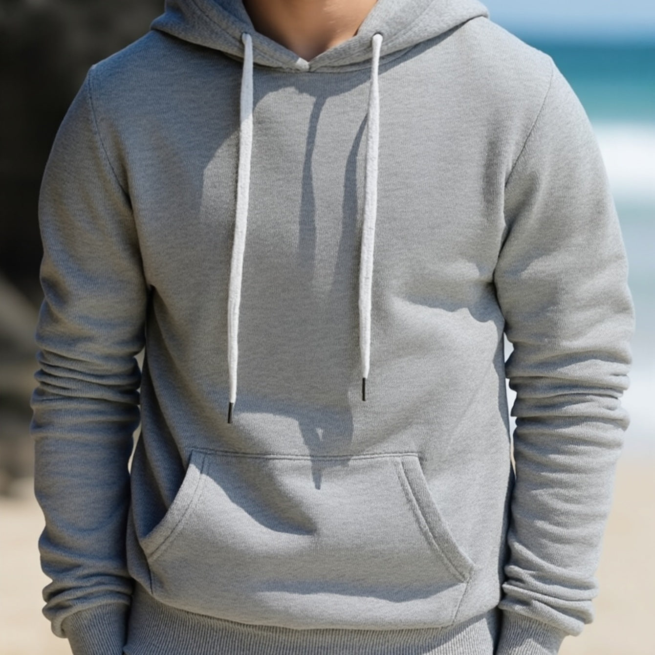 Men's hoodie made of French terry with kangaroo pocket & ribbed hem Chichicherry