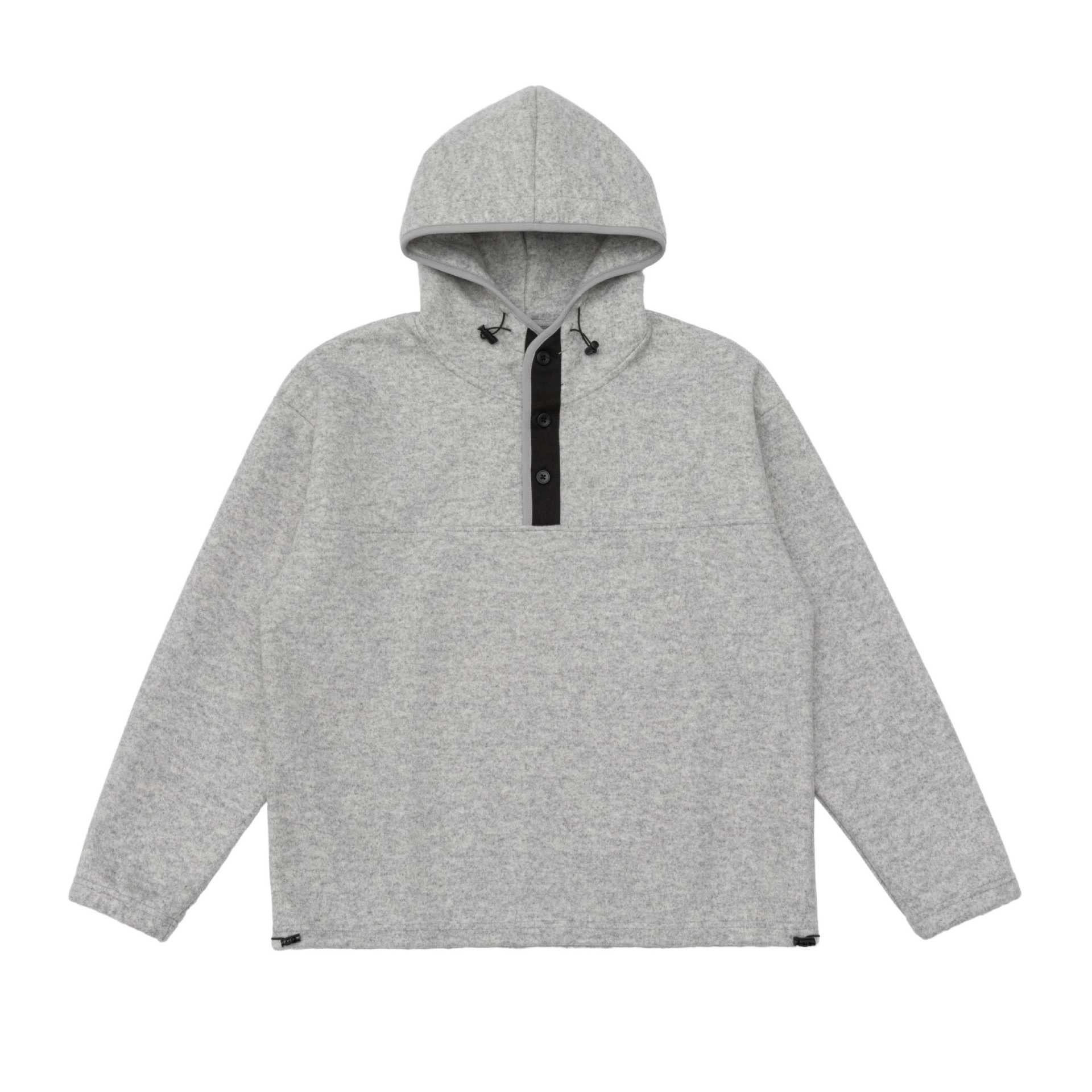 Unisex Oversize Fleece-Halfzip Hoodie with Button Placket, Drawstring and Kangaroo Pocket Chichicherry