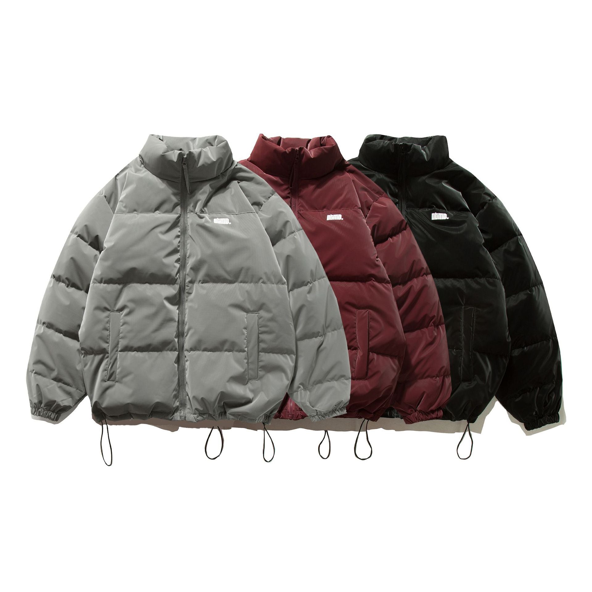 Unisex Short Oversized Quilted Puffer with High Stand-Up Collar and Drawstring Chichicherry
