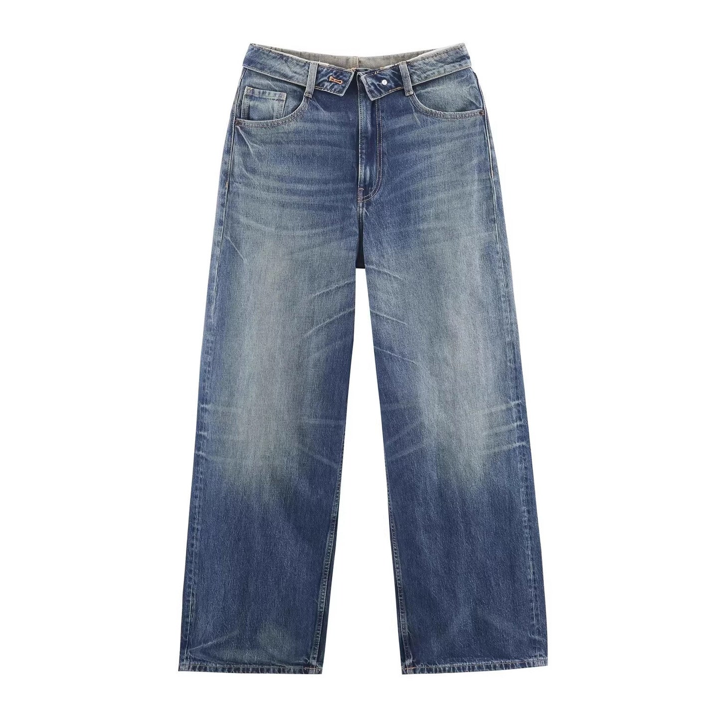 Ladies Wide Destroyed Jeans with High Waist and Straight Leg Chichicherry