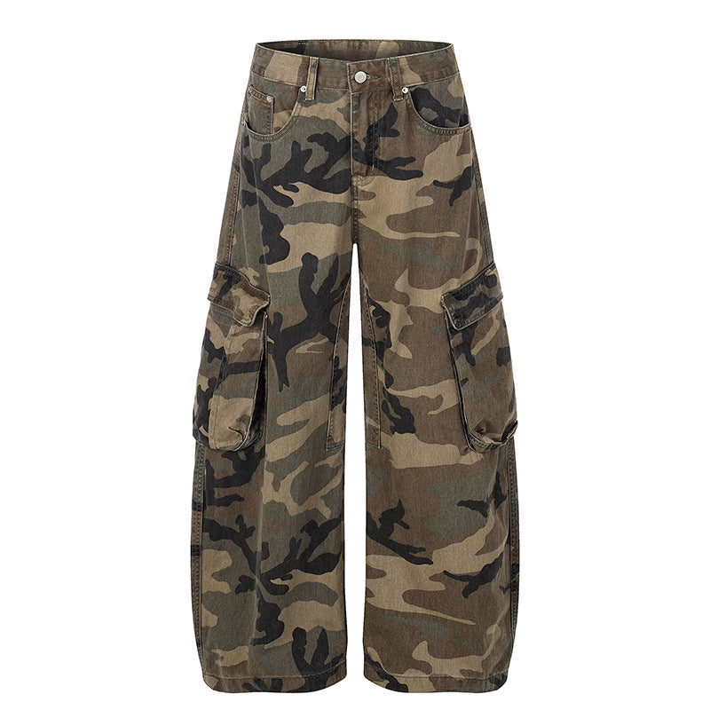 Women's wide cargo pants in camouflage print with multi-pockets Chichicherry