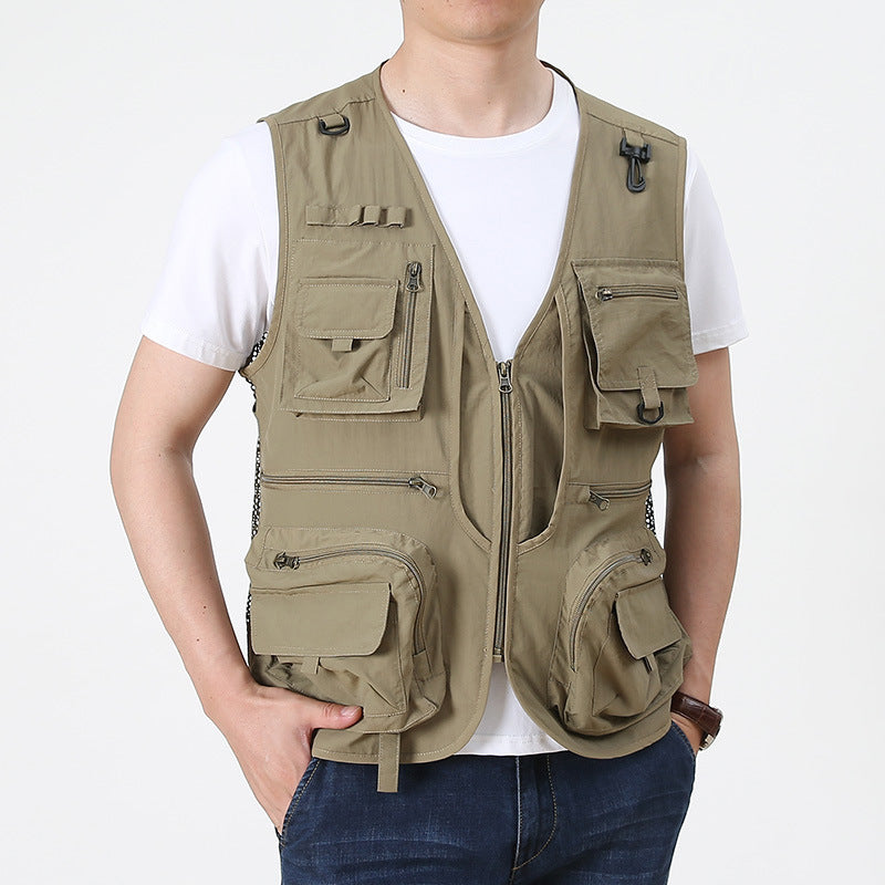 Men's multifunctional utility fishing vest with numerous zip and flap pockets Chichicherry