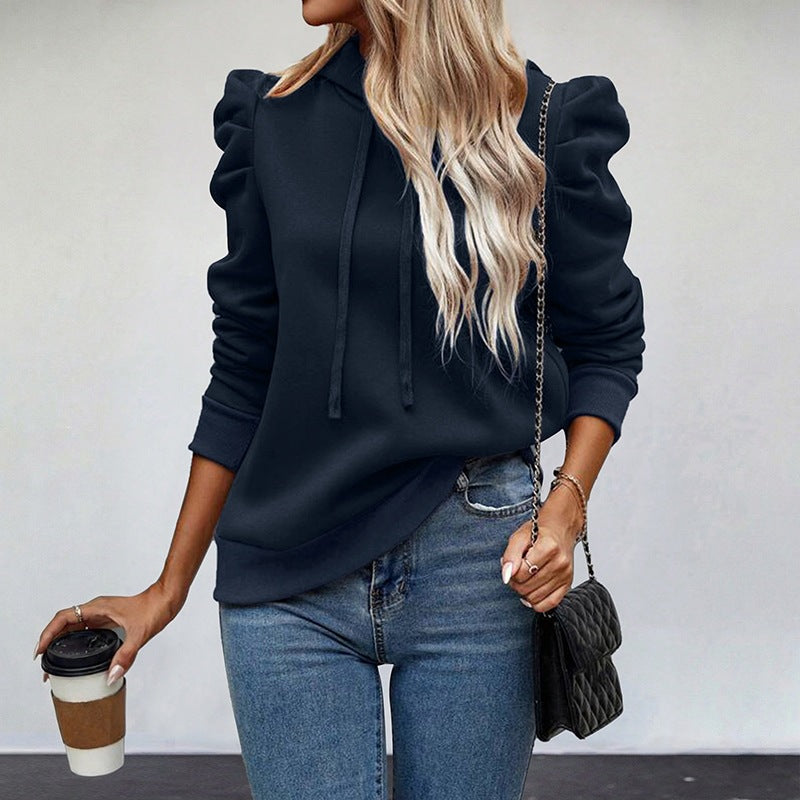 Women's hoodie with gathered puff sleeves and feminine shoulder section Chichicherry