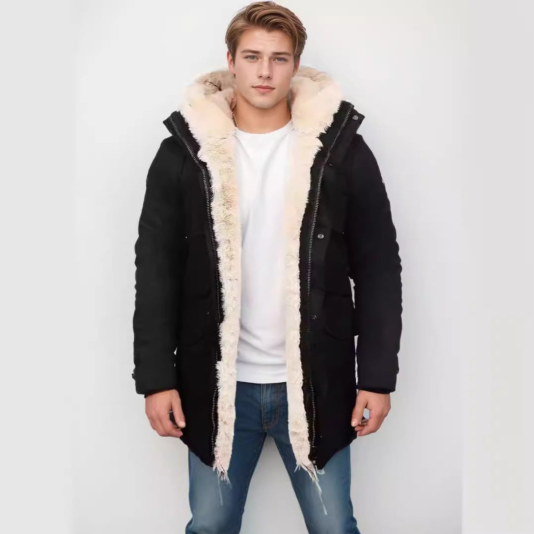 Herren Parka im Field‑Stil mit Teddyfutter in Kapuze, aufgesetzten Pattentaschen und Druckknopfverschluss Chichicherry