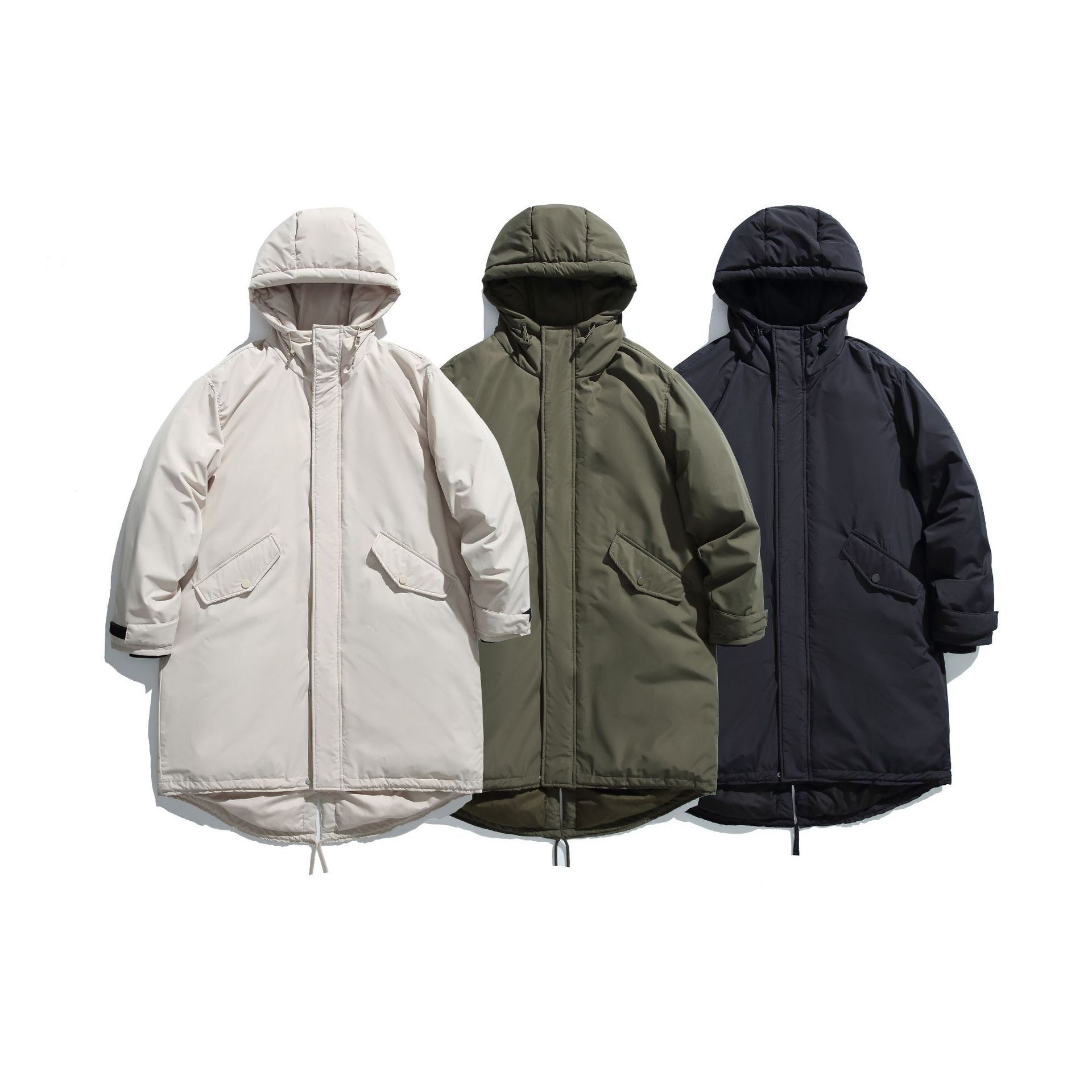 Men's Long Insulated Functional Parka with Stand-Up Collar and Drawstring Hem Chichicherry