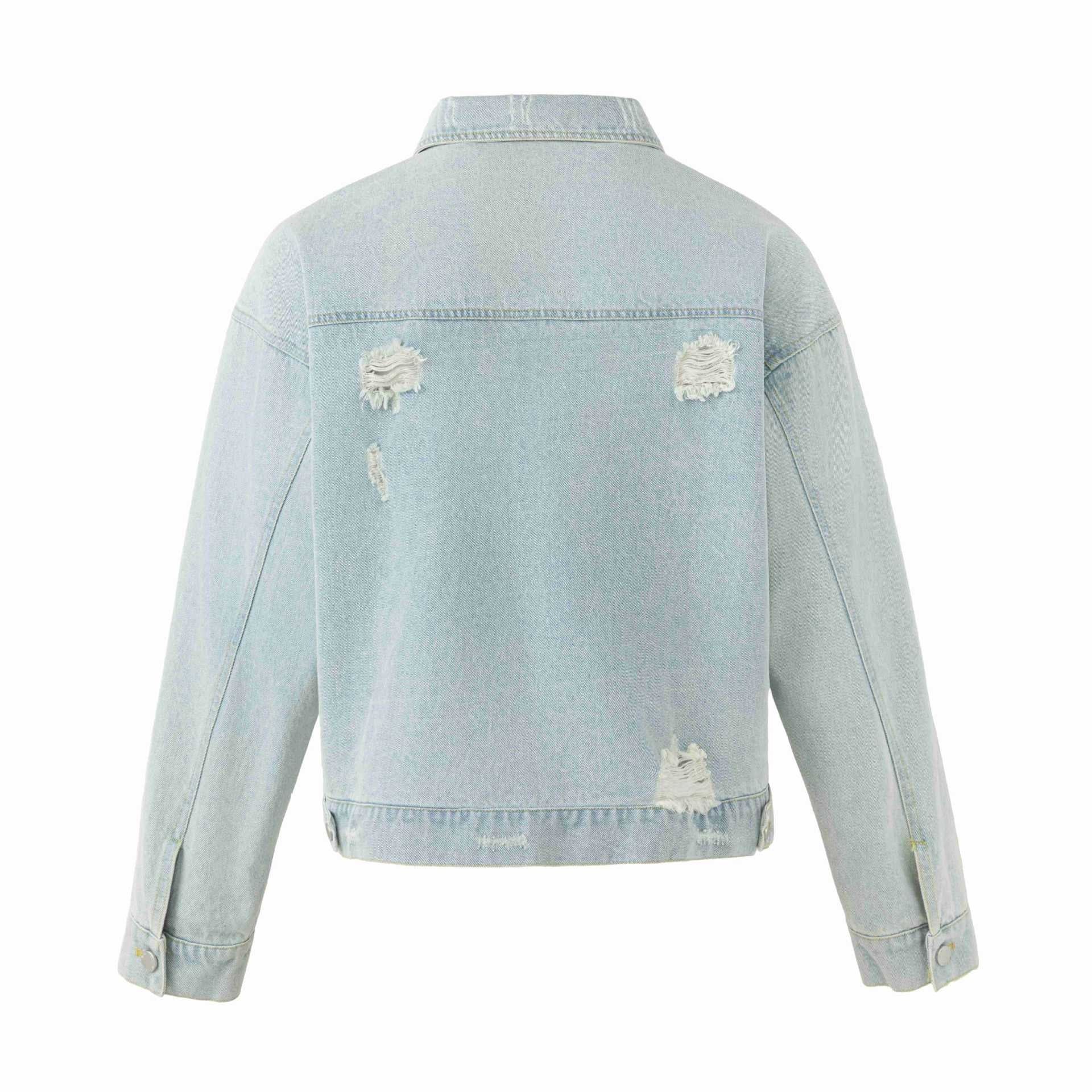 Unisex Castig tailored jeans jacket with logo studs and vintage washed effect Chichicherry