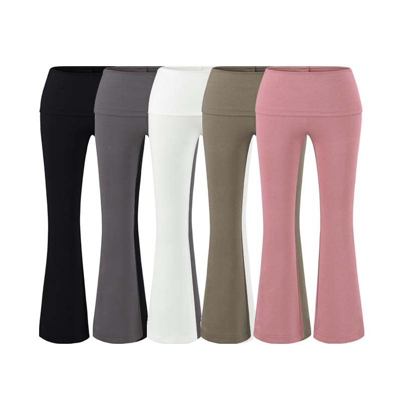 Women's High Waist Flared Pants with Stretch Jersey Waistband Chichicherry