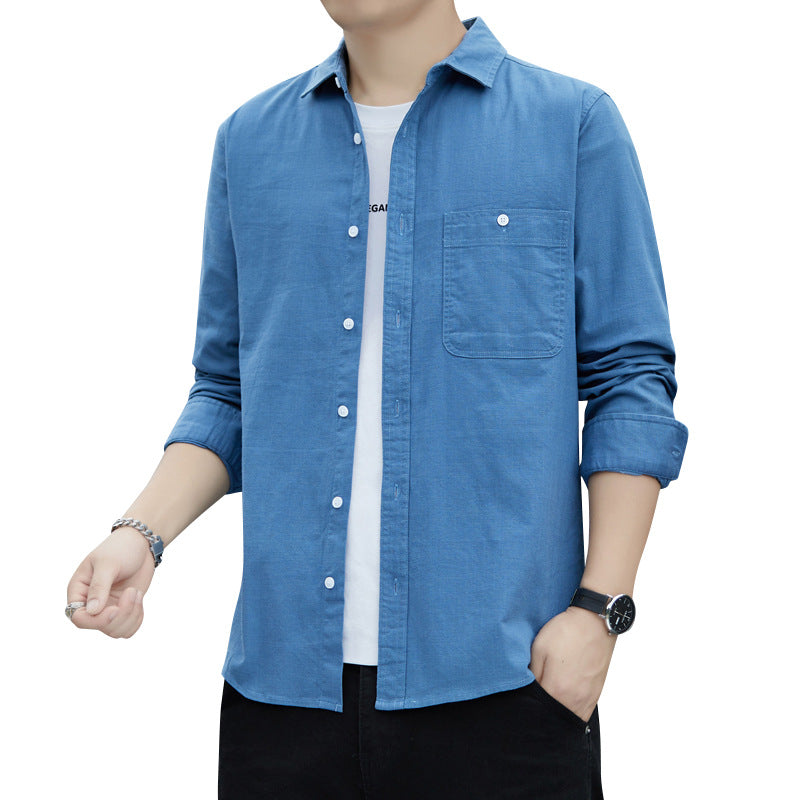 Men's Casual Oxford Shirt with Chest Pocket and Kent Collar Chichicherry