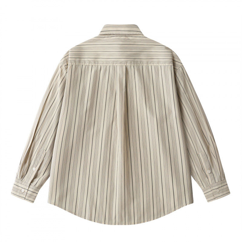 Unisex Oversize-Longsleeve Shirt in boxy cut with fine vertical structure and chest pocket Chichicherry