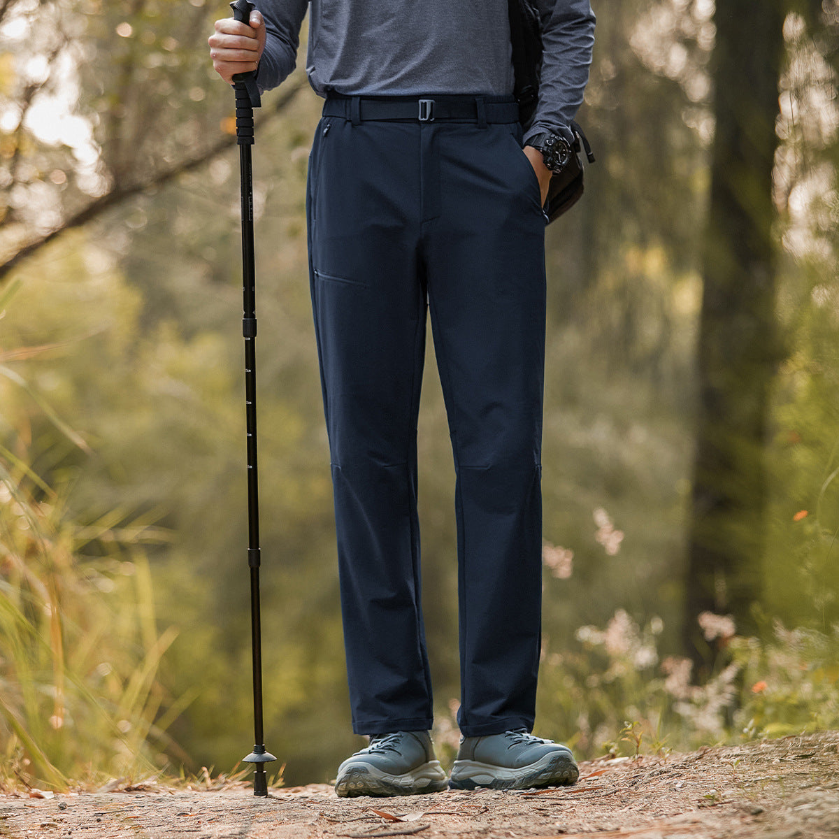 Men's Softshell Trekking Pants with Stretch, water-repellent zip pockets and adjustable waistband Chichicherry