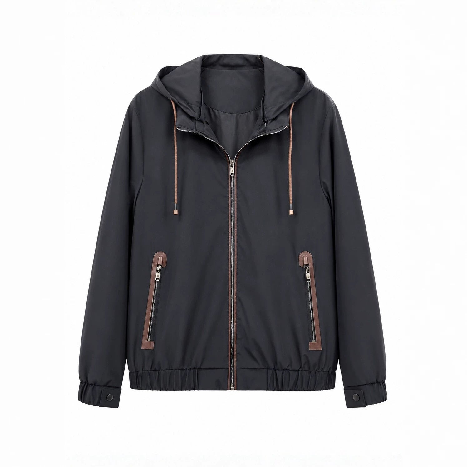 Men's Lightweight Softshell Hoodie Jacket with Water-Repellent Outer Layer, Leather Applications and Zipper Pockets Chichicherry