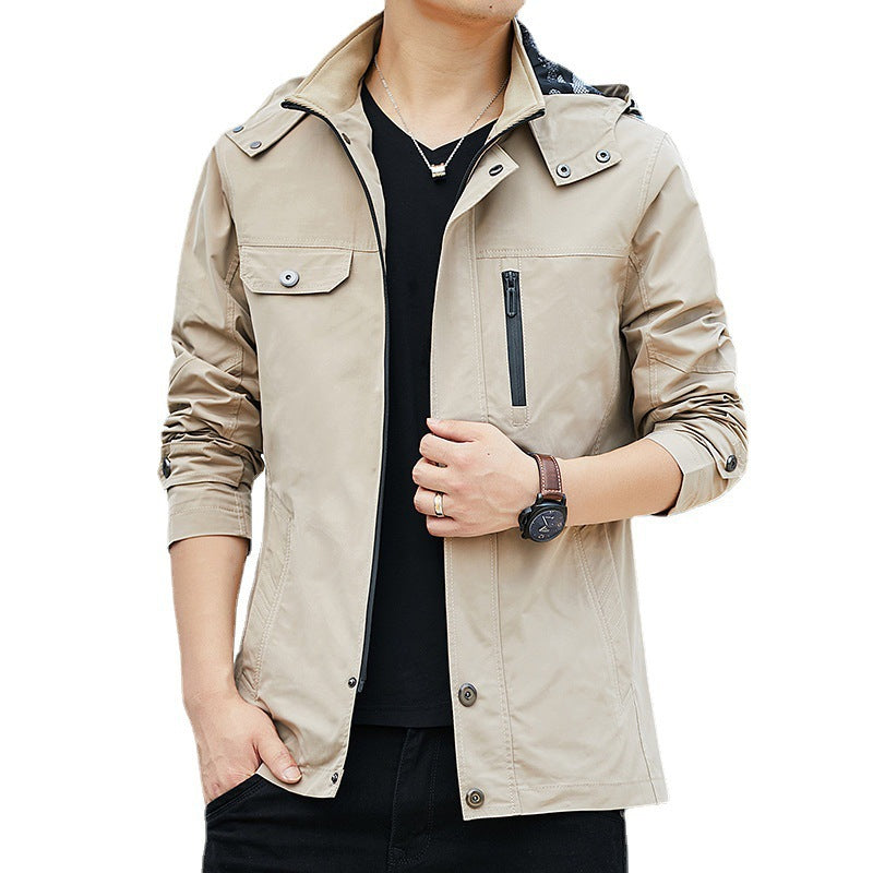 Men's Lightweight Hooded Field Blouson in Casual Utility Style Chichicherry