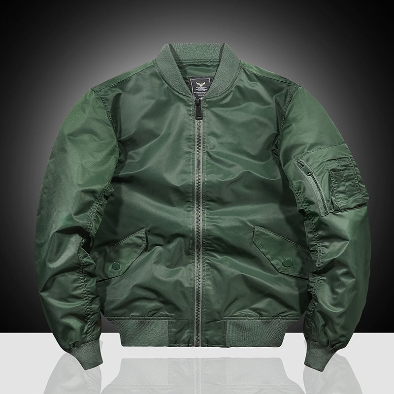 Men's nylon flight bomber with arm pocket, quilted thermal lining, and ribbed hem Chichicherry