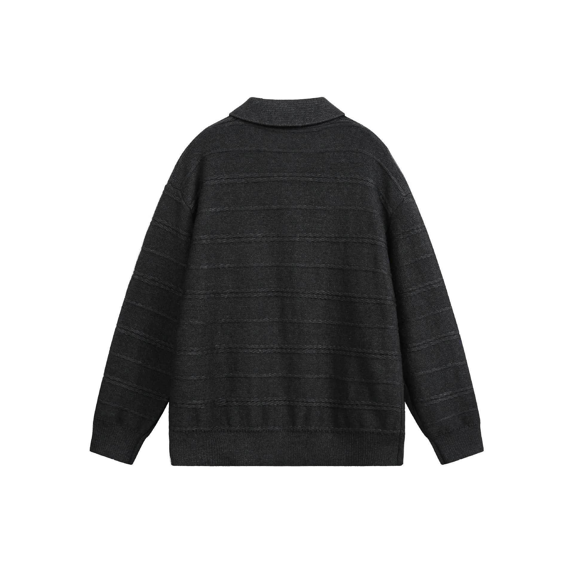 Unisex Knit Polo with Structured Stripes and Three-Button Placket Chichicherry