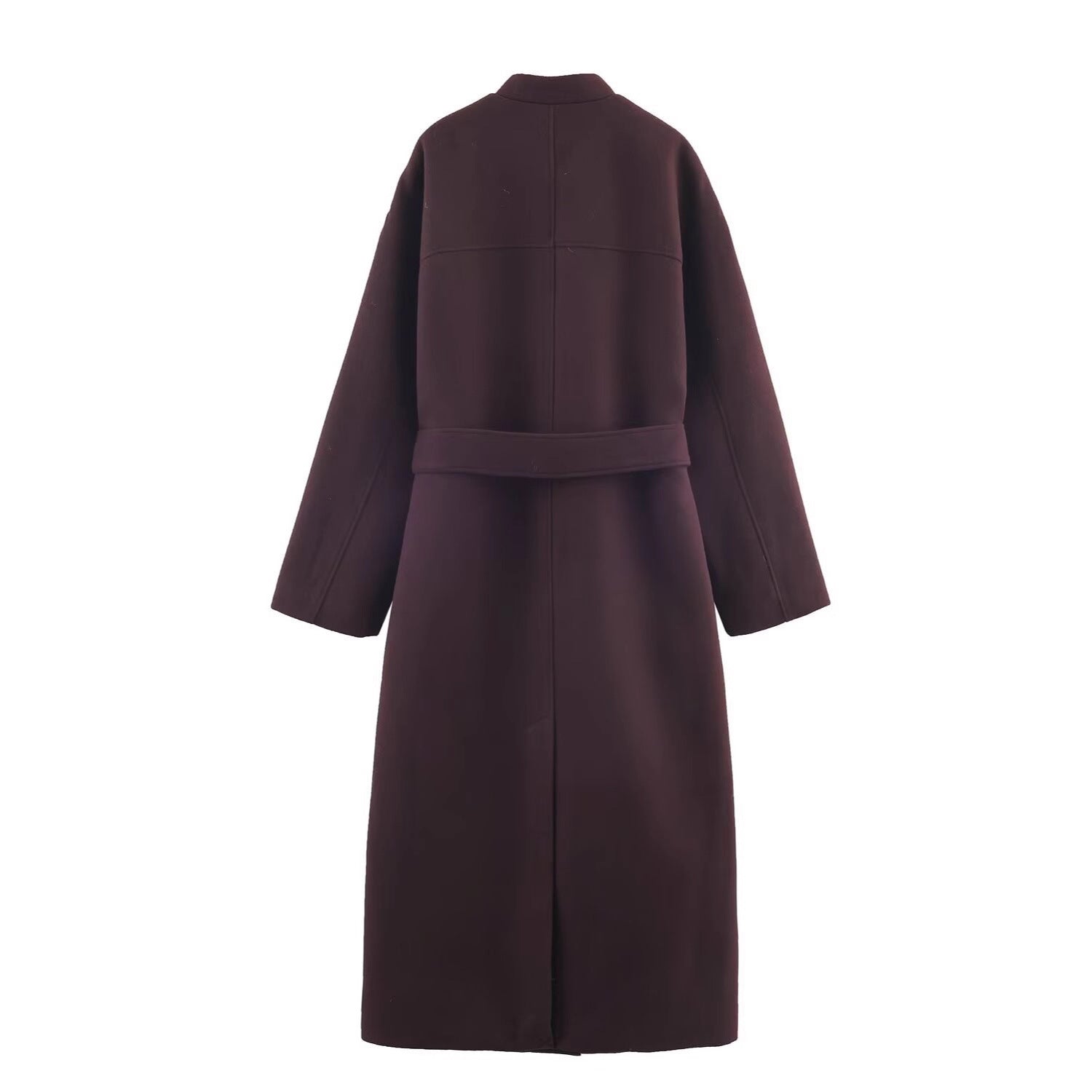 Women’s longer minimalist wool blend kimono coat with tie belt Chichicherry