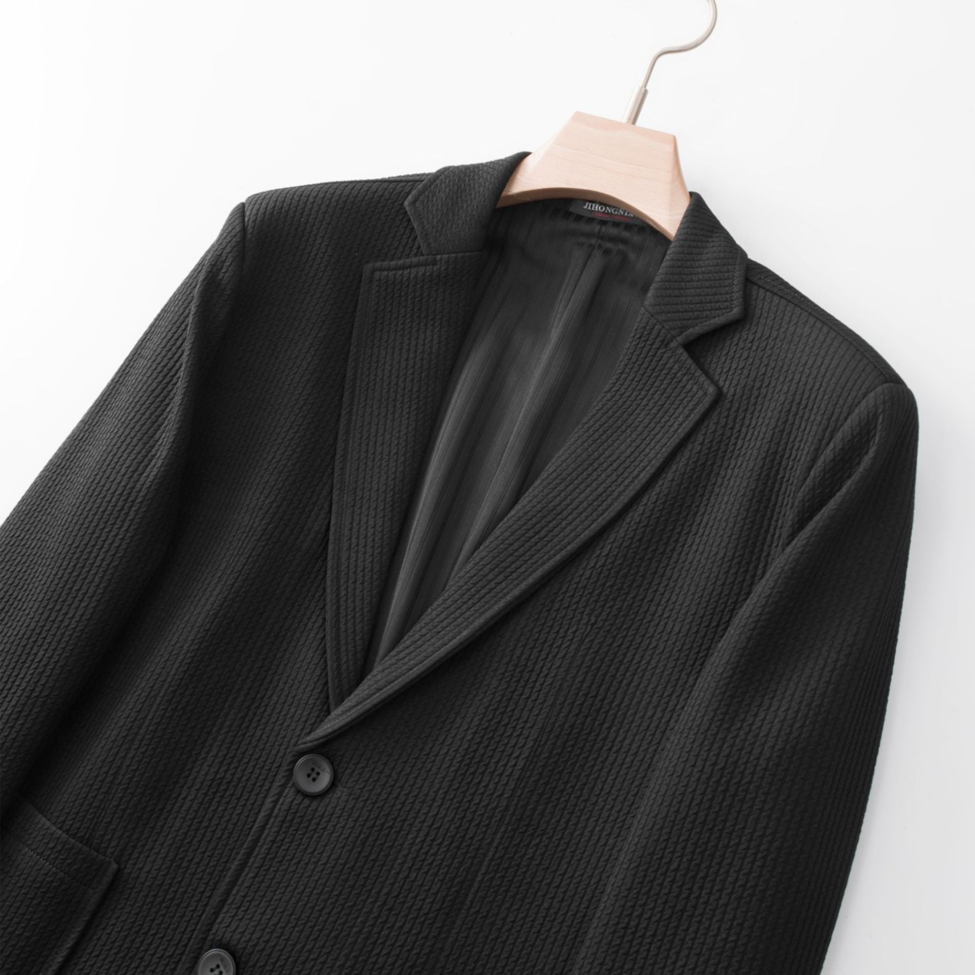 Men's Structured Knit Blazer with Pattern and Patch Pockets Chichicherry