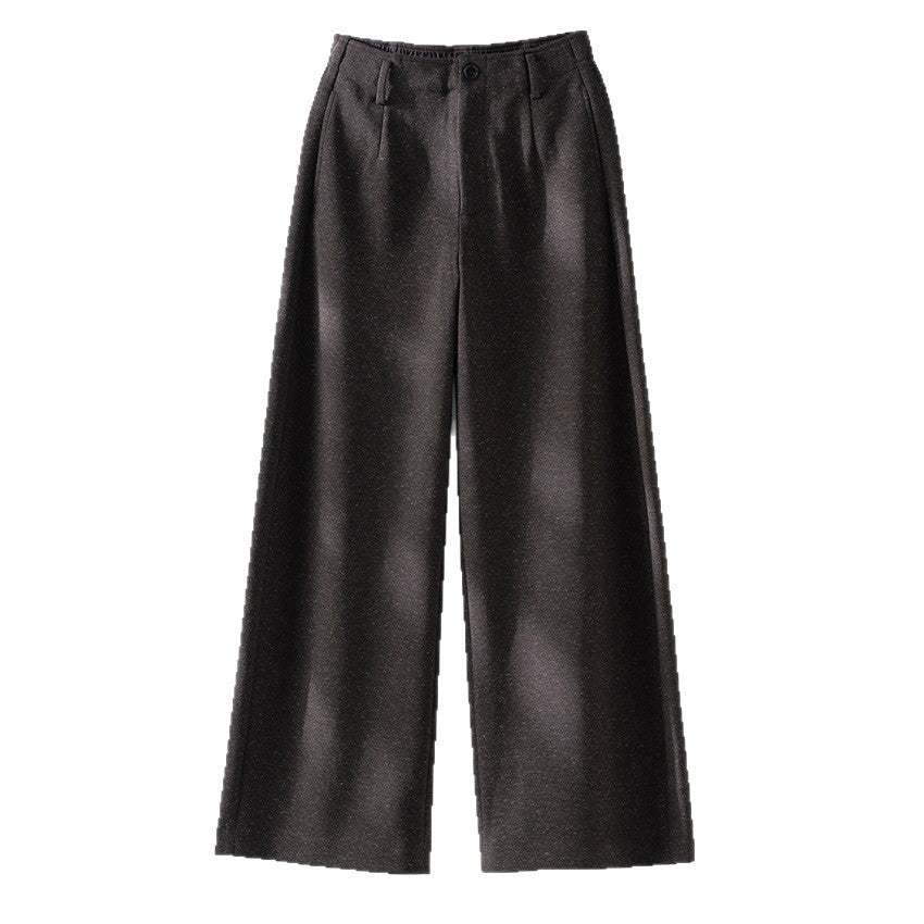 Women Wide-Cut High-Waist Trousers with Pleats and Flowing Wool Blend Quality Chichicherry