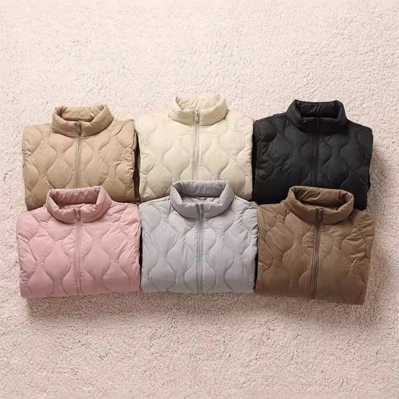 Women's light quilted blouson jacket with organic wave quilting and stand-up collar Chichicherry