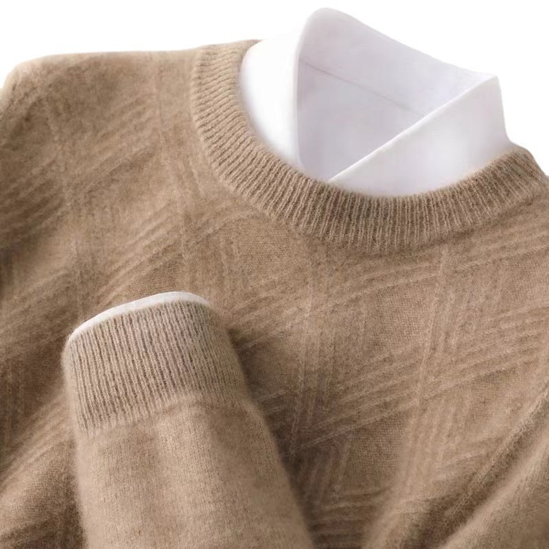 Men's short roll-neck sweater made of merino mix with diagonal diamond structure Chichicherry
