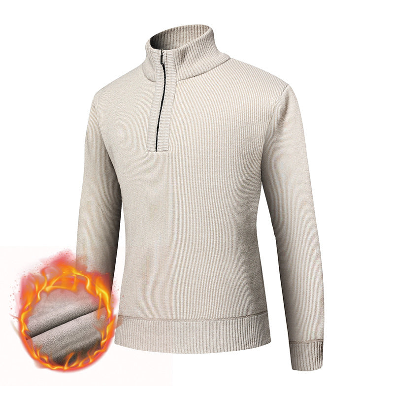Men's thermo-lined half-zip pullover with stand-up collar and warming fleece inner side Chichicherry