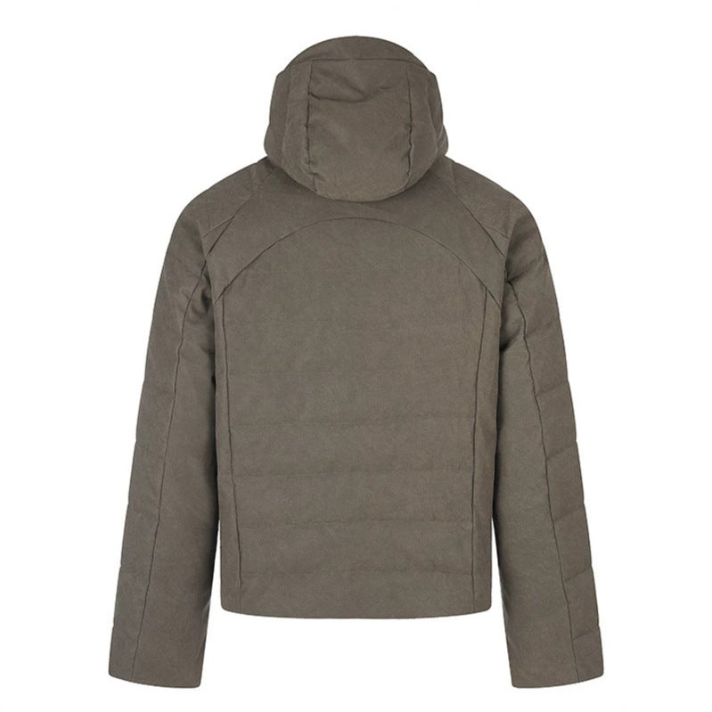 Men's padded short quilted jacket with hood, drawstring and full-length zipper Chichicherry