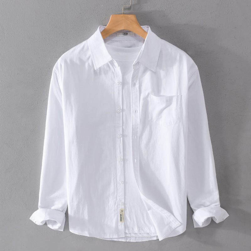 Men's Lightweight Cotton-Linen Overshirt with Chest Pocket and Relaxed Fit Chichicherry