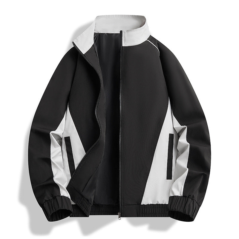 Men's Lightweight Athletic Softshell Training Jacket with Contrast Panels, Stand Collar & Elastic Hem Chichicherry